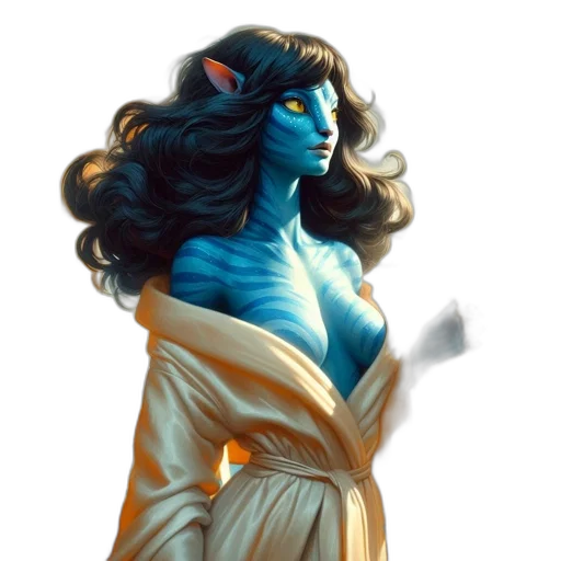 dress, fantasy art, concept art, comic book art, pixel art, blue, elf-like, character transparent PNG cut-out