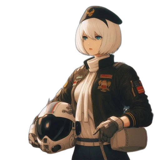jacket, weapon, robot, staff, concept art, anime, cyberpunk, 3d render transparent PNG cut-out