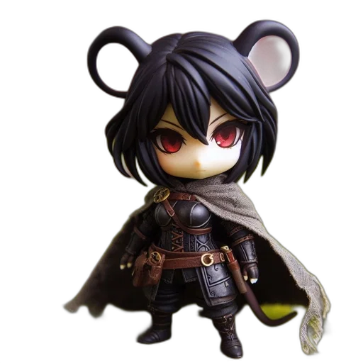 concept art, 3d render, fantasy art, figurine, female, character, resembling, mouselike transparent PNG cut-out