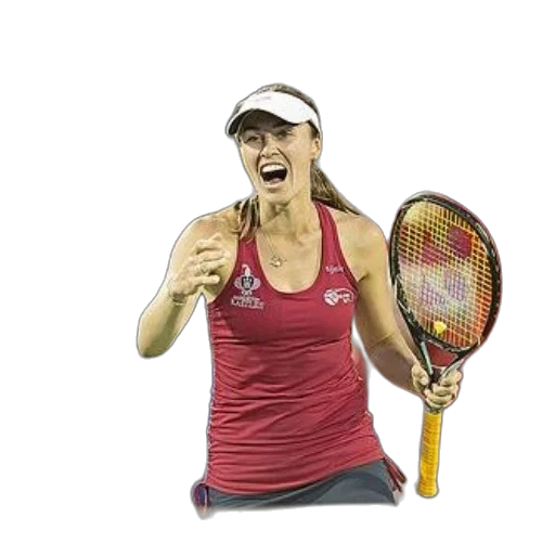 female, tennis, player, red, tank, top, white, visor transparent PNG cut-out