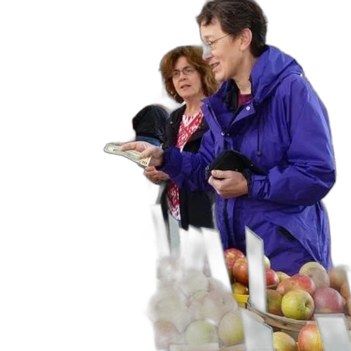 food, two, women, market, baskets, apples transparent PNG cut-out