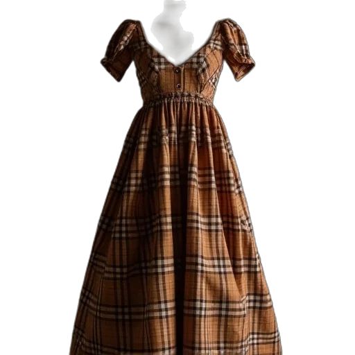 dress, plaid, brown transparent PNG cut-out
