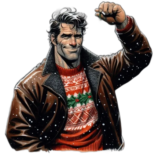 jacket, comic book art, concept art, snow, man, stands, snowy, city transparent PNG cut-out