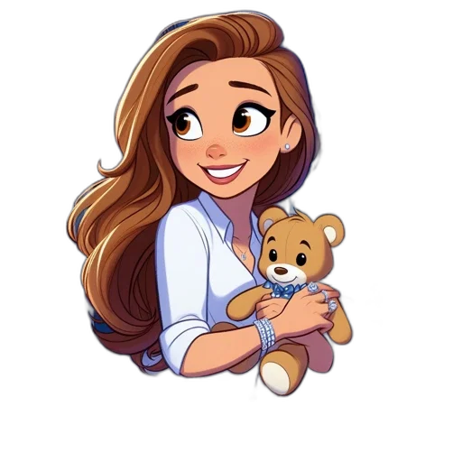 cartoon, pixel art, anime, fantasy art, young, woman, wavy, hair transparent PNG cut-out