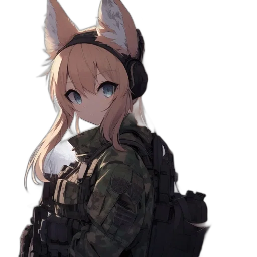 weapon, staff, animal, jacket, anime, concept art, pixel art, cyberpunk transparent PNG cut-out