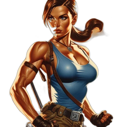 weapon, comic book art, concept art, fantasy art, pixel art, fierce, athletic, woman transparent PNG cut-out