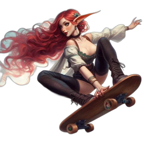 fantasy art, concept art, comic book art, pixel art, red, ethereal, scene, features transparent PNG cut-out