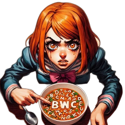 food, face, comic book art, anime, pixel art, concept art, young, girl transparent PNG cut-out