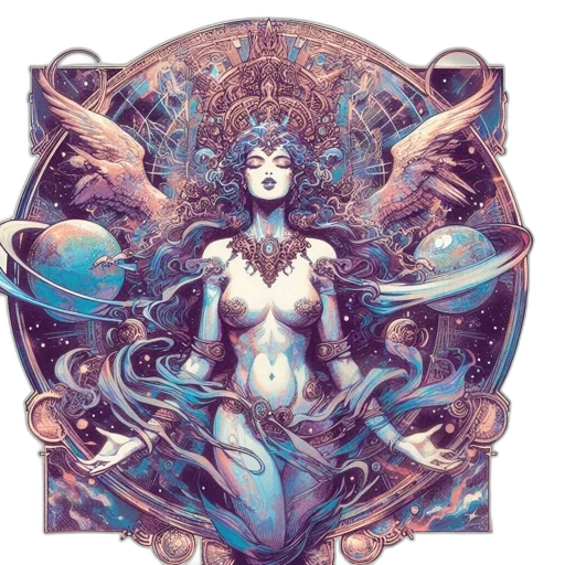 fantasy art, concept art, comic book art, pixel art, underwater, outer space, blue, pastel transparent PNG cut-out