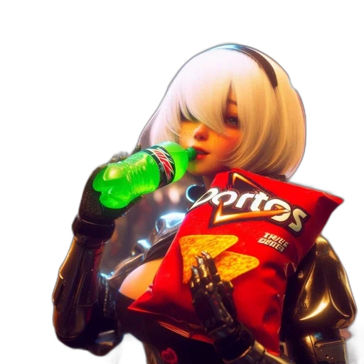 jacket, food, robot, bottle, concept art, cyberpunk, 3d render, pixel art transparent PNG cut-out