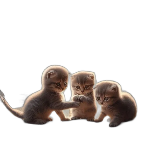 animal, staff, concept art, photorealistic, 3d render, watercolor, three, kittens transparent PNG cut-out