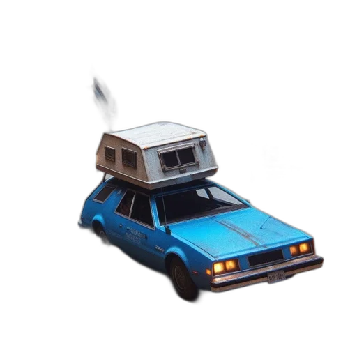 car, robot, weapon, hat, concept art, 3d render, pixel art, vaporwave transparent PNG cut-out