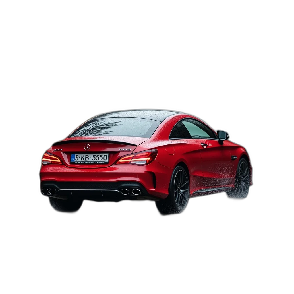 car, 3d render, photorealistic, concept art, red, mercedes-benz, driving, curvy transparent PNG cut-out