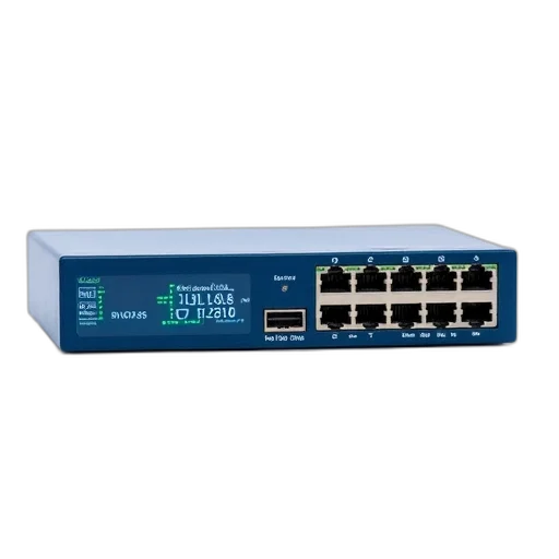 modern, network, switch, blue, casing, multiple, ports, displayed transparent PNG cut-out