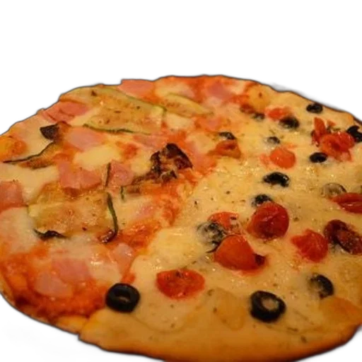 food, 3d render, photorealistic, pizza, various, toppings, including, ham transparent PNG cut-out
