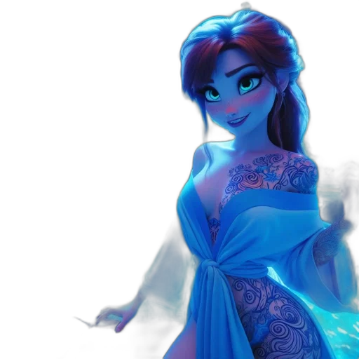 dress, concept art, 3d render, fantasy art, cartoon, blue, female, animated transparent PNG cut-out