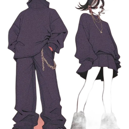 jacket, dress, concept art, anime, vaporwave, cyberpunk, monochrome, dark transparent PNG cut-out