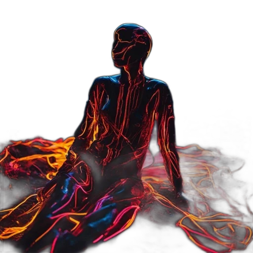 dress, mask, jacket, concept art, 3d render, photorealistic, fire, neon lights transparent PNG cut-out