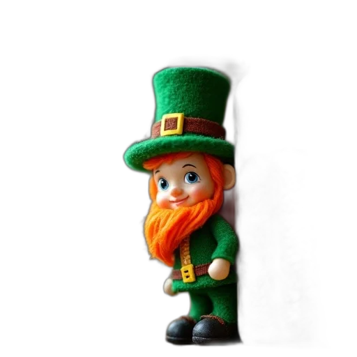 staff, hat, face, 3d render, green, small, toy, leprechaun transparent PNG cut-out