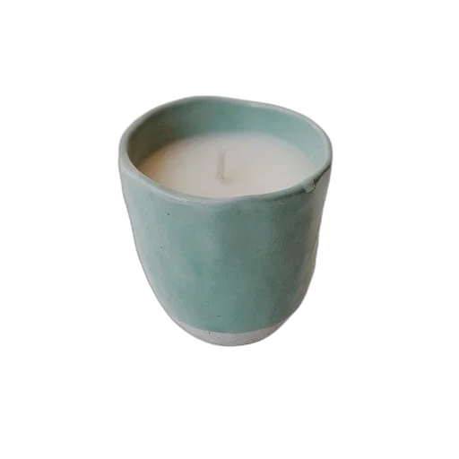 jewelry, pastel, white, candle, teal, ceramic, holder, sits transparent PNG cut-out