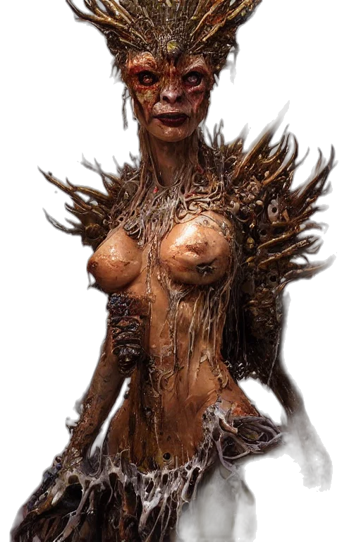 creature, dress, hair, face transparent PNG cut-out
