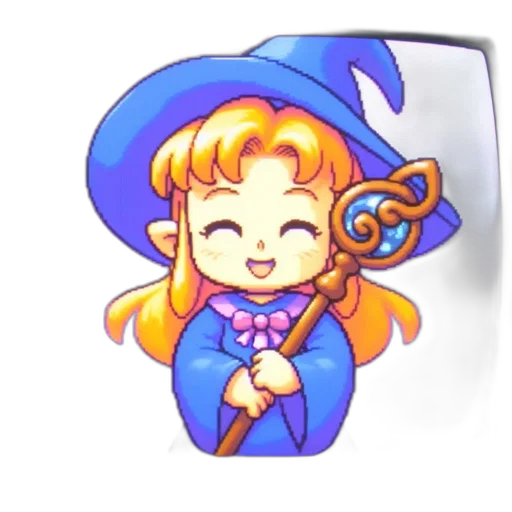 hat, crown, staff, pixel art, 3d render, fantasy art, cartoon, animated transparent PNG cut-out