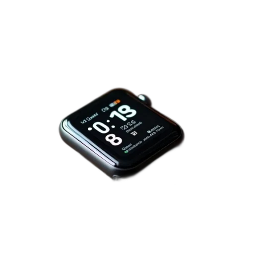 modern, smartwatch, black, strap, digital, display, showing, time transparent PNG cut-out
