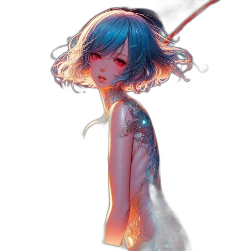dress, creature, staff, mask, watercolor, concept art, fantasy art, anime transparent PNG cut-out