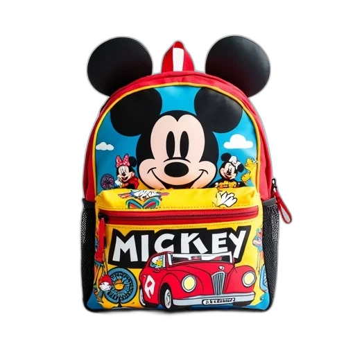 jacket, 3d render, colorful, mickey, mouse, backpack, red, handle transparent PNG cut-out