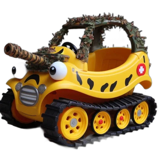 car, robot, weapon, animal, 3d render, concept art, repurposed, toy transparent PNG cut-out