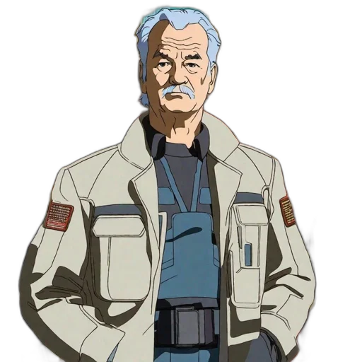 jacket, staff, face, weapon, cartoon, concept art, anime, pixel art transparent PNG cut-out