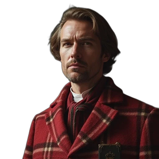 jacket, face, staff, photorealistic, red, large, classic, cashmerer transparent PNG cut-out