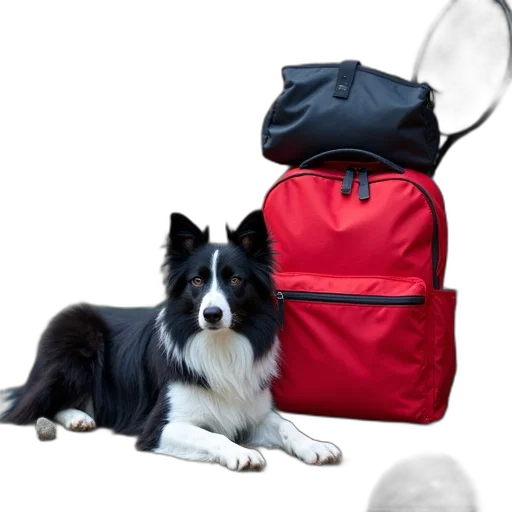 animal, staff, 3d render, black, white, dog, lying, ground transparent PNG cut-out