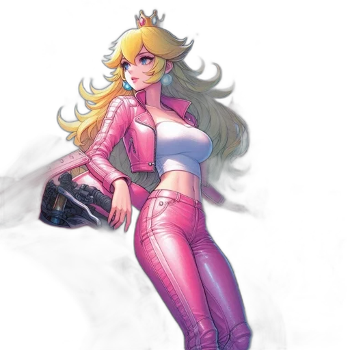 jacket, weapon, concept art, vaporwave, pixel art, comic book art, pastel, neon transparent PNG cut-out