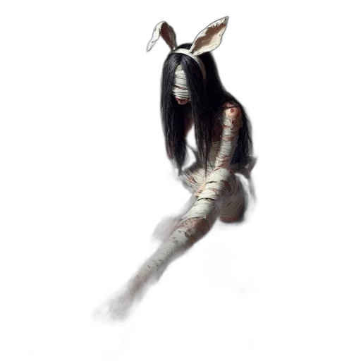 creature, mask, hair, staff, fantasy art, concept art, watercolor, photorealistic transparent PNG cut-out