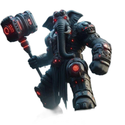 robot, weapon, staff, creature, concept art, 3d render, cyberpunk, enormous transparent PNG cut-out