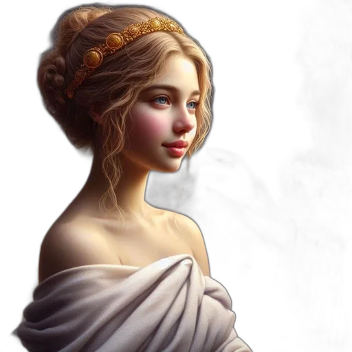 crown, dress, face, jewelry, fantasy art, photorealistic, oil painting, concept art transparent PNG cut-out