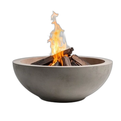 food, 3d render, fire, modern, round, concrete, pit, metal transparent PNG cut-out