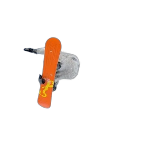 staff, weapon, robot, jewelry, 3d render, snowboarder, mid-air, orange transparent PNG cut-out