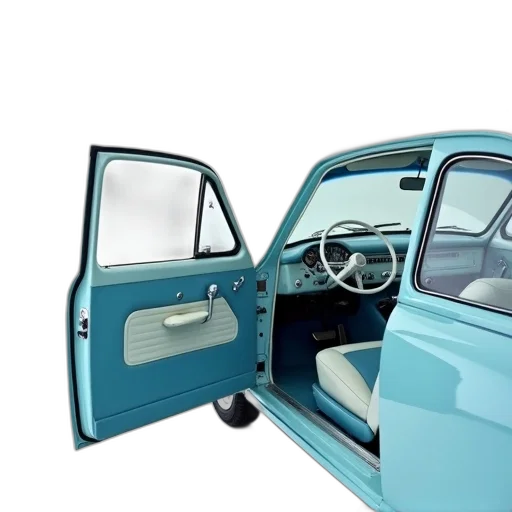 car, 3d render, photorealistic, blue, first, image, shows, interior transparent PNG cut-out