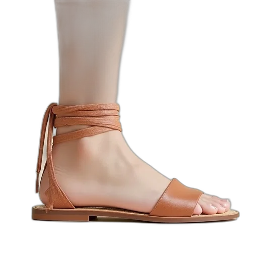 shoes, earth tones, flat, strapless transparent PNG cut-out
