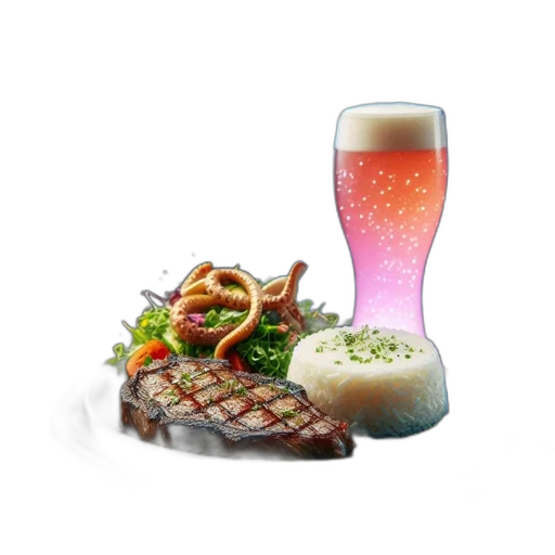 food, 3d render, dining, setting, features, plate, grilled, steak transparent PNG cut-out
