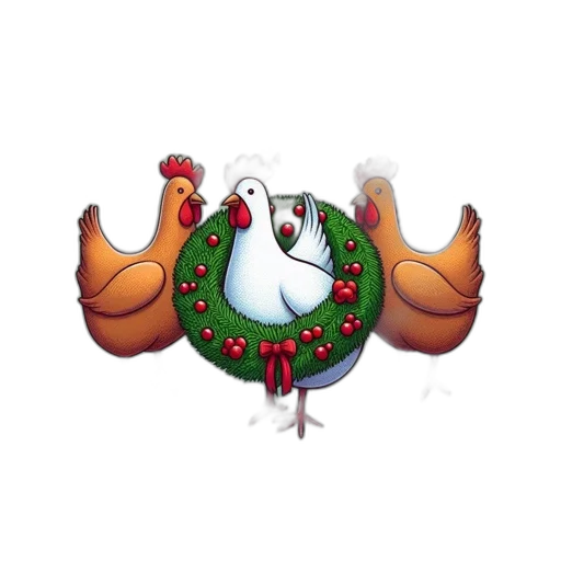 three, french, hens, surrounded, mathematical, symbols, teal, background transparent PNG cut-out