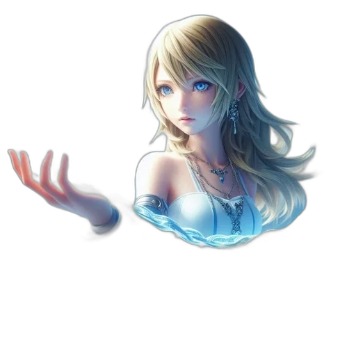 dress, staff, face, jewelry, fantasy art, concept art, 3d render, pixel art transparent PNG cut-out