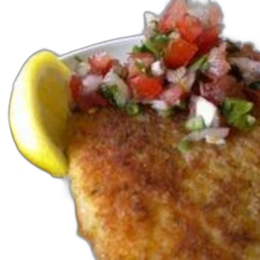 food, jacket, photorealistic, plate, breaded, fish, topped, fresh transparent PNG cut-out