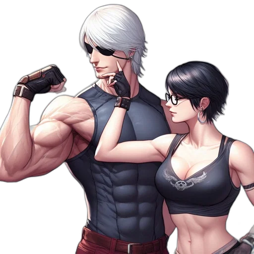 weapon, concept art, comic book art, pixel art, cyberpunk, two, animated, characters transparent PNG cut-out