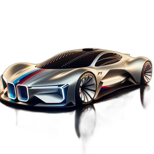 car, 3d render, concept art, photorealistic, futuristic, silver, blue-red, accents transparent PNG cut-out