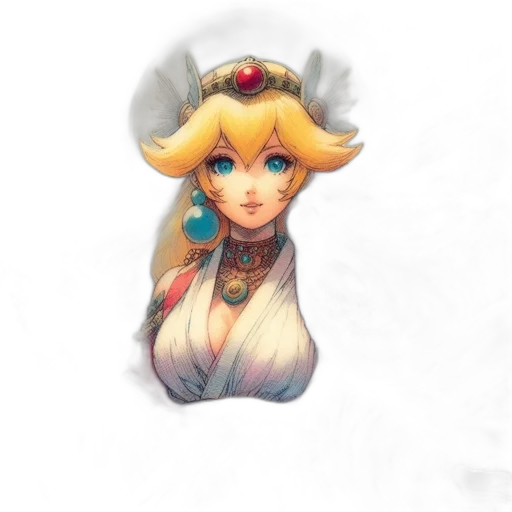 crown, dress, face, staff, pixel art, fantasy art, concept art, watercolor transparent PNG cut-out