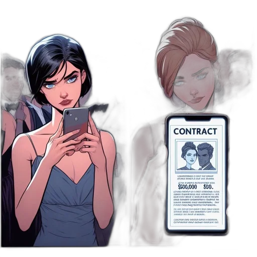 face, comic book art, concept art, cartoon, woman, formal, gathering, checks transparent PNG cut-out