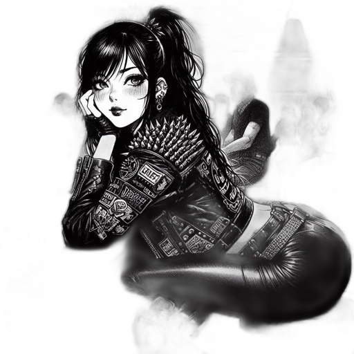 jacket, dress, fantasy art, concept art, comic book art, photorealistic, neon lights, monochrome transparent PNG cut-out